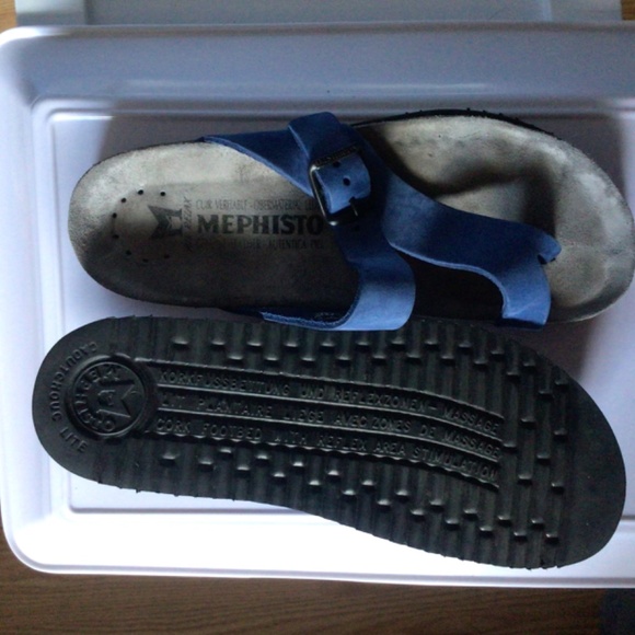 Blue suede Mephisto Helen Sandals size 37 - Picture 11 of 12